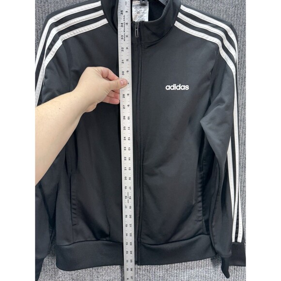 Adidas Full Zip Track Jacket Boys Youth Medium 12-14 Black White Stripes Mock - Picture 5 of 7